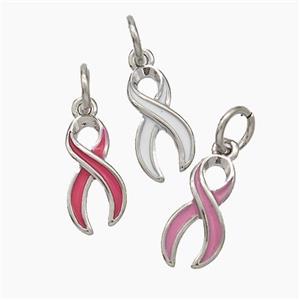 Awareness Ribbons Charms Copper Pendant Enamel Platinum Plated Mixed, approx 6-11mm