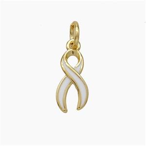 Awareness Ribbons Charms Copper Pendant White Enamel Gold Plated, approx 6-11mm