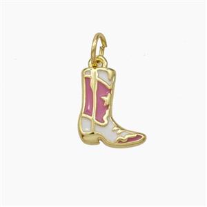 Boot Charms Copper Shoe Pendant Enamel Gold Plated, approx 10-12mm