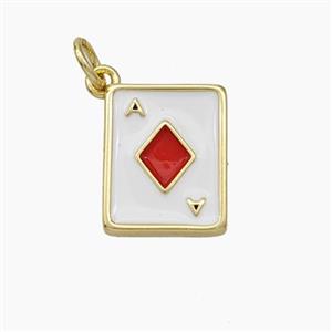 ACE of Diamonds Playing Card Copper Pendant Red Enamel Gold Plated, approx 11-14mm