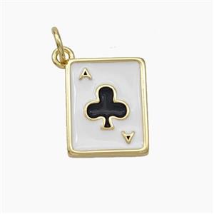 ACE of Clubs Playing Card Copper Pendant Black Enamel Gold Plated, approx 11-14mm