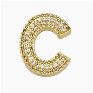 Copper Letter-C Pendant Pave Zirconia Gold Plated, approx 15-20mm