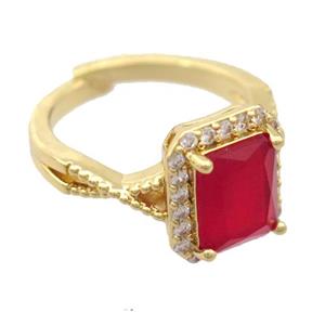 copper Rings pave zircon, resizable, gold plated, approx 7-9mm, 17mm dia