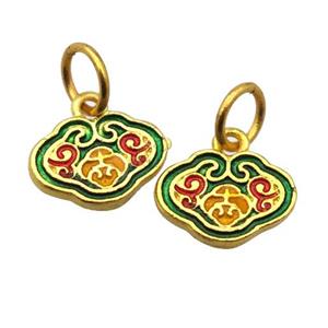 alloy pendant with enamel, gold plated, approx 9-13mm