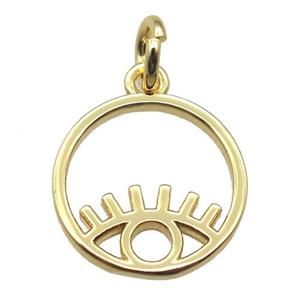 copper circle eye pendant, gold plated, approx 12mm dia