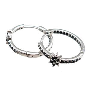 copper Hoop Earrings pave zircon, platinum plated, approx 20mm dia