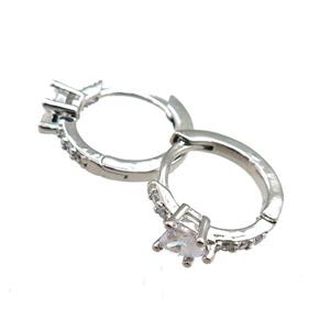 copper Hoop Earrings paved zircon, platinum plated, approx 12mm dia