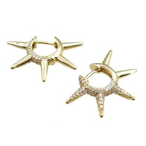 copper Hoop Earrings paved zircon, gold plated, approx 21-30mm