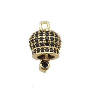 copper bell pendant pave zircon, gold plated, approx 8mm