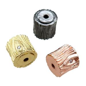 copper tube beads pave zircon, mixed, approx 10mm