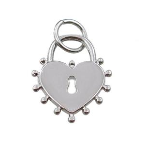 copper lock pendant, platinum plated, approx 13-15mm