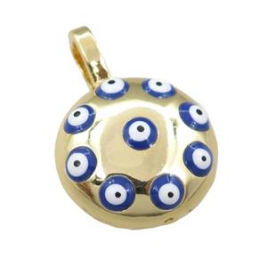 copper button pendant with evil eye, gold plated, approx 19mm
