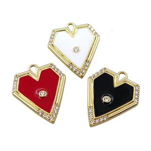 copper pendant pave zircon with enameled, gold plated, mix, approx 22-26mm