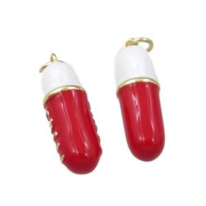 copper pill pendant with enameled, gold plated, approx 7-22mm