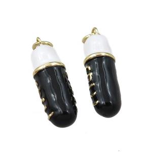 copper pill pendant with enameled, gold plated, approx 7-22mm