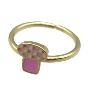 copper Rings, enameled, adjustable, gold plated, approx 8-9mm, 18mm dia