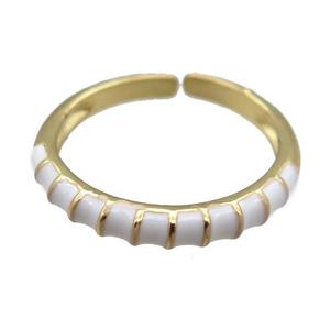 copper Rings, white enameled, adjustable, gold plated, approx 18mm dia