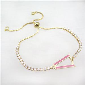 copper bracelet pave zircon, adjustable, gold plated, approx 14-18mm, 24cm length