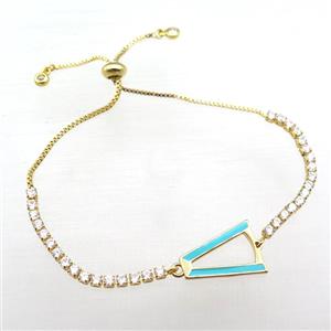 copper bracelet pave zircon, adjustable, gold plated, approx 14-18mm, 24cm length