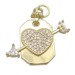 copper cupid pendant pave zircon, gold plated, approx 13-27mm