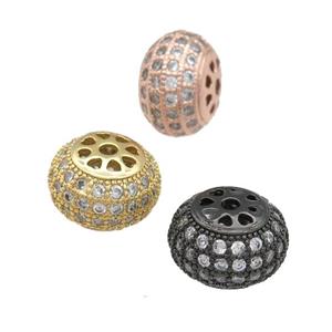 copper rondelle beads pave zircon, mixed, approx 12mm