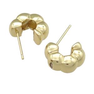 copper Stud Earring, gold plated, approx 12mm