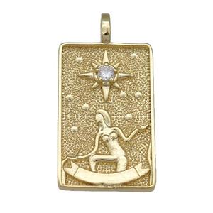 copper Tarot Card pendant, beauty, gold plated, approx 15-24mm