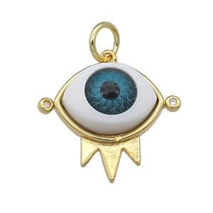 copper pendant with blue Evil Eye, gold plated, approx 17-20mm
