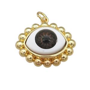copper pendant with red Evil Eye, gold plated, approx 17-20mm