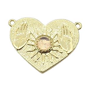 copper Heart pendant, sun hand, gold plated, approx 20-25mm