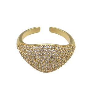 copper Rings paved zircon, gold plated, approx 12mm, 18mm dia