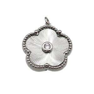 copper Flower pendant, platinum plated, approx 18mm