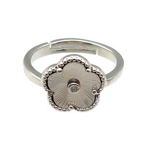 copper Flower Ring, adjustable, platinum plated, approx 12mm, 18mm dia