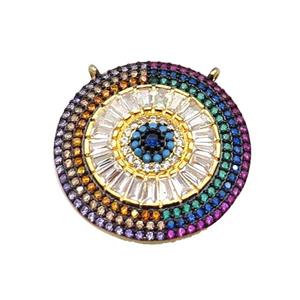 copper circle pendant paved zircon, gold plated, approx 25mm dia