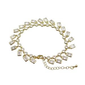 copper Bracelet pave zircon, gold plated, approx 5-7mm, 4mm, 16-21cm length