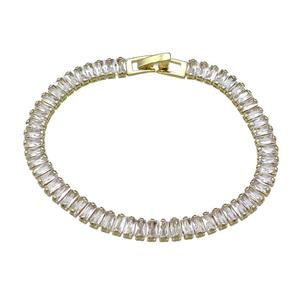 Copper Bracelet Pave Zircon Gold Plated, approx 6mm, 17cm length