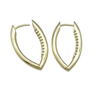 Copper Latchback Earring Pave Zircon Gold Plated, approx 15.5-30mm