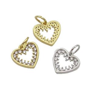 Copper Heart Pendant Pave Zircon Mixed, approx 11mm