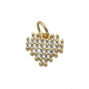 Copper Heart Pendant Pave Zircon Gold Plated, approx 10mm