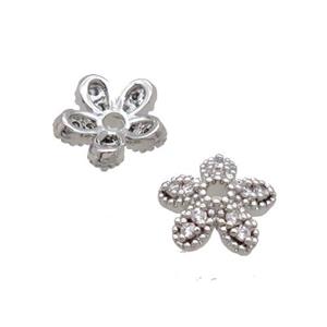 Copper BeadCaps Pave Zircon Platinum Plated, approx 8mm