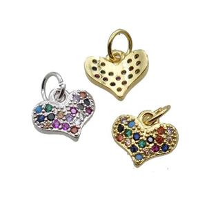 Copper Heart Pendant Pave Zircon Mixed, approx 7-10mm