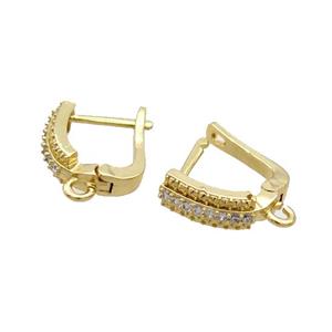 Copper Latchback Earring Pave Zircon Gold Plated, approx 13-15mm