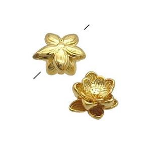 Copper Lotus Beads Flower Gold Plated, approx 9mm