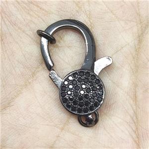 Copper Lobster Clasp Pave Zircon Black Plated, approx 10-22mm