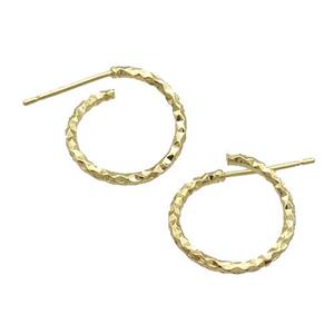 Copper Stud Earring Gold Plated, approx 15mm