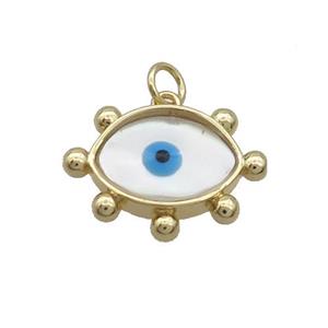 Copper Eye Pendant Pave Shell Evil Eye Gold Plated, approx 16-20mm