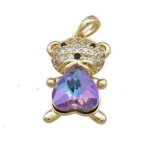 Copper Mouse Pendant Pave Zircon Crystal Glass Gold Plated, approx 13-20mm