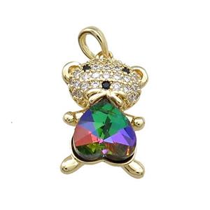 Copper Mouse Pendant Pave Zircon Crystal Glass Gold Plated, approx 13-20mm