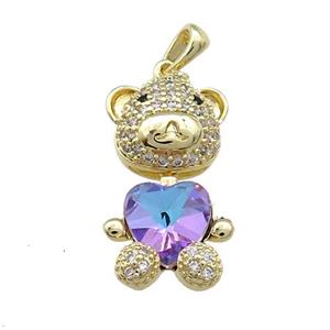 Copper Mouse Pendant Pave Zircon Crystal Glass Gold Plated, approx 14-27mm