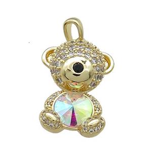 Copper Mouse Pendant Pave Zircon Crystal Glass Gold Plated, approx 16-22mm